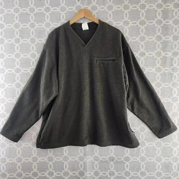 REI Outdoor V Neck Army Green Pull Over Fleece Sweatshirt Men's XL - Picture 1 of 8